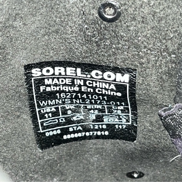 Sorel Black Nubuck Leather Joan Of Arctic Wedge Lace Up Boots size 11 - Picture 8 of 9